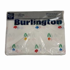 Vintage Burlington Midsummer Floral Tulip Caress No Iron Retro Full Flat Sheet picture