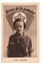 SPAIN SPANISH CIVIL WAR PROPAGANDA CARD REPUBLICAN MARTYR LENA ODENA picture