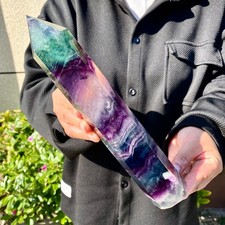 2.44LB Large natural color fluorite crystal column  energy repair picture