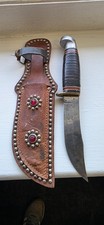 Vintage 1986 Western USA L66 J Hunting Knife W/ Leather Sheath picture