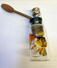 Collectable Miniature 2 Inch Org Glass Head Gold Fish Bong Unused Vase picture