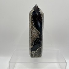 Volcano Agate Crystal Tower Polished Obelisk Tower UV Reactive 7.5 Inch picture