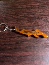 Jagermeister Shiny Orange Metal Shark Keychain Bottle Opener Key Ring Brand New picture