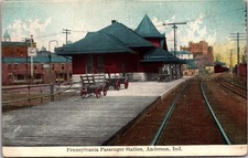 Pennsylvania Passenger Station Anderson Indiana Depot Railroad View Postcard picture