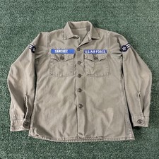 Vintage US Air Force Utility Shirt Mens 15.5x33 OG 107 Cotton Sateen 70s Vietnam picture