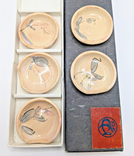 Hagi Ware Small Plates Chopstick Rests - Vintage Japanese Ceramic Hashioki 5 pcs picture