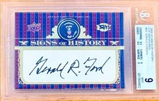 RARE - 2008 Upper Deck GERALD FORD President Cut Auto /75 BGS 9 10 - .5 From GEM picture