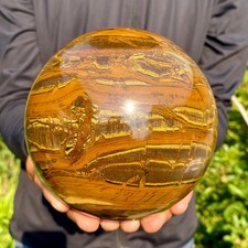 5.95LB Large Natural Tiger Eye Stone Crystal Ball Quartz Healing Sphere Décor picture