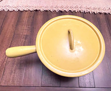 Vintage Descoware enameled cast iron saucepan with matching lid, 1950s–1960s picture