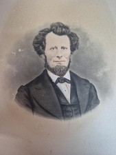 Antique 8x10 Hand Colored Crayon Portrait Photograph on Board Victorian Man picture
