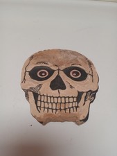 Vintage Halloween Raised Embossed Skeleton Skull Diecut Die Cut Decoration picture