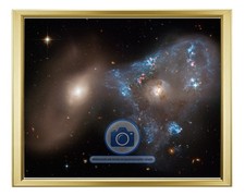 STUNNING GALAXY COLLISION CREATES SPACE TRIANGLE IN HUBBL 8X10 GOLD FRAMED PHOTO picture