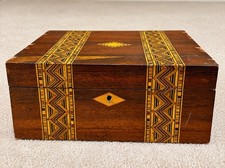Antique 19thC Victorian Tunbridge Ware Wood Glove Box Parquetry Lilian Holmes picture