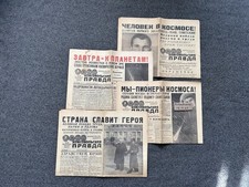 4 Soviet Newspapers, Yuri Gagarin Spaceflight, Komsomolskaya Pravda, 1961 picture