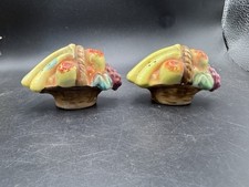 Vintage Ceramic Fruit Basket Salt & Pepper Shakers Japan Mid Century Kitsch picture