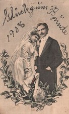 Postcard 1910's Glück Im Bride Happiness In The Bride Wedding Couple Greetings picture