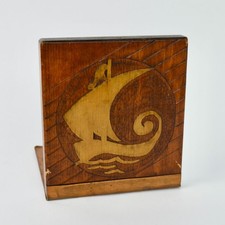 Vintage Solid Wood & Copper Carved Bookend Single picture
