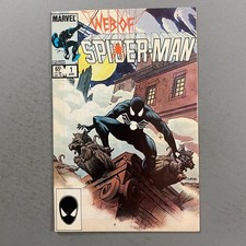 WEB OF SPIDER-MAN 1 EARLY BLACK SUIT SPIDER-MAN (1985, MARVEL COMICS) picture