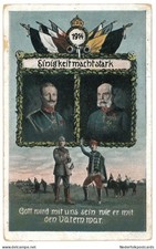1914 WWI Germany Austria empreror Wilhelm II Frans Joseph alliance soldier unity picture