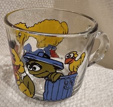 Vintage 1970s Sesame Street Character Glass Coffee Cup/Mug Made In USA picture