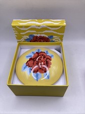 Lisa Corti Indian Tiger Porcelain Jewelry Trinket Box Yellow Floral 5” w Box picture