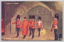 Vintage Tower of London Postcard Ceremony of the King's Keys Valentine's picture