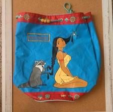 Rare VTG Disney 90s Pocahontas Red Blue Drawstring Canvas Bookbag Backpack picture