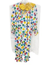 Vintage 1970s Handmade Clown Costume Halloween Circus Youth M Rainbow Polkadot picture