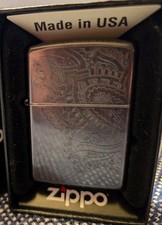 New In Box Zippo Lighter Laser Engraved Iced Paisley Design, 29431 picture