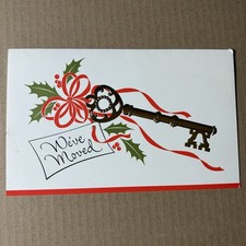 Vintage Mid-Century Christmas Card Moving Announcement Skeleton Key picture