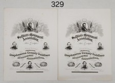 Rare Stephenson County Soldiers Monument Certificate picture