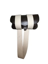 Revolutionary War-Style Brown Leather Cartridge Box with Cream Shoulder Belt picture