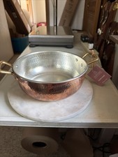 NWT RUFFONI HISTORIA Hammered Copper Tin-Lined 4Qt 24cm Chef Braiser picture