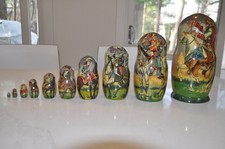 Russian Matryoshka 10 Pc. Nesting Warrior Dolls, Hand-Painted, Signed picture