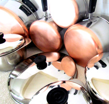 REVERE WARE PRE '68 LOT 6 QT DOME LID, 1,& 2 QT plus 3 QT W /DEEP DOUBLE BOILER picture