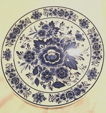 Vintage Dutch, Delft Blue Floral Large wall plate picture
