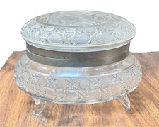 Antique Victorian ABP Brilliant Cut Glass Butterfly Large Footed Dresser Box picture
