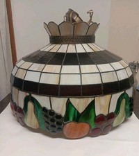 Art Deco Grape Stained Glass Slag Glass Light Hanging Chandalier 20 Inch Heavy picture