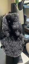 Beautiful Brazilian Black Amethyst Cluster with Metal Stand 3 lbs picture