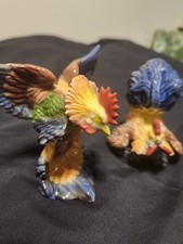 Pair Vintage Porcelain Roasters Figurines Ball Art Ware Cool Looking picture