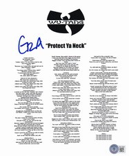 GZA SIGNED AUTOGRAPH WU TANG PROTECT YA NECK 8.5 x 11 LYRIC SHEET BAS BECKETT picture