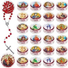 24 Pcs Rose Scented Catholic Rosaries Necklaces Wooden Beads Rosary Necklace ... picture