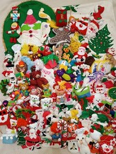 Lot of 120 + VTG Felt CHRISTMAS Ornaments HANDMADE Beaded SEQUINS picture