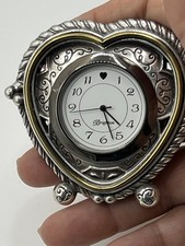 Brighton Heartbeat in Time Desk Clock with New Battery Silverplated Gold Accent picture