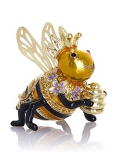 Keren Kopal Queen Bee and Beehive Trinket box Decorated with Austrian Crystals picture