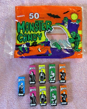 9 Vtg Universal Monsters Candy Boxes Expired Unopened Lot w/ Original Bag HTF picture