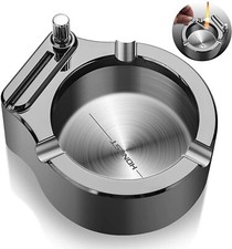 Retro Metal Ashtray Ten Thousand Match Lighter Multifunction Ashtray Collectible picture