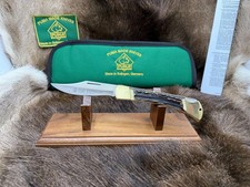 1989 Puma 915 Emperor Aristocrat Knife Stag Handles Green Puma Pouch - Mint A1 picture