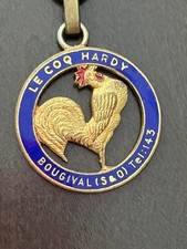 Vintage Le Coq Hardy Bougival France Hotel Motel Enamel Rooster Keychain Key Fob picture