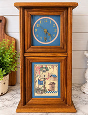 Vintage Wooden Clock & Birdhouse Wall Decor Farmhouse Country Style picture